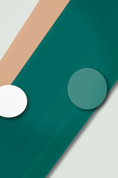 Diagonal teal and beige bands sweep across the frame with subdued circles and soft lighting, delivering an airy, modern tone for presentations and ads.
