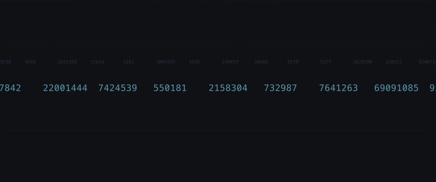 Cinematic widescreen cyan ticker number sweep anamorphic seamless loop