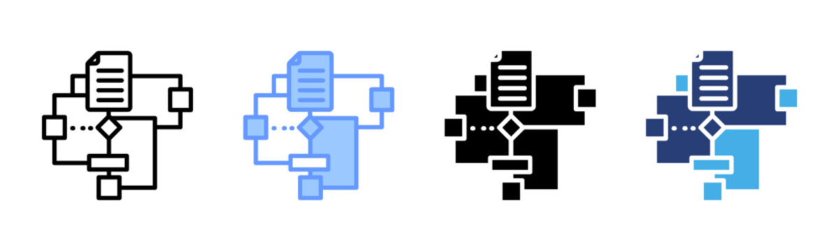 Algorithm icon set multiple style collection