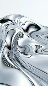Chrome metal moves and flows slowly, showing ripples and reflections from various angles in this simple visual display.