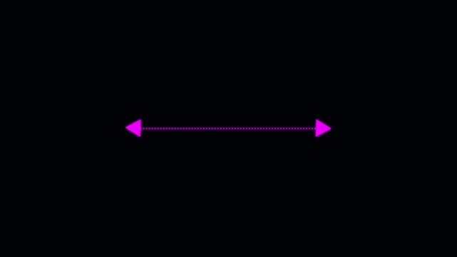 Double side indicator arrow animation on black background. Left and right arrow icon motion graphics. two side arrow distance 4k video footage.