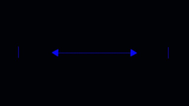 Double side indicator arrow animation on black background. Left and right arrow icon motion graphics. two side arrow distance 4k video footage.