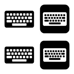 Naklejka premium Set of two black keyboard icons one solid and one outlined on white background