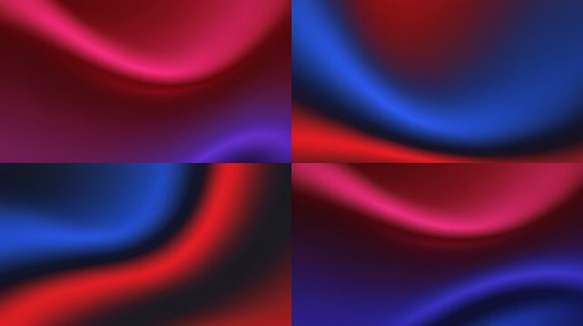 Abstract deep red and blue vibrant gradient colors backgrounds for fashion flyer, brochure design. Set of soft, bright gradiented wallpaper for mobile apps, ui design, banner, poster 