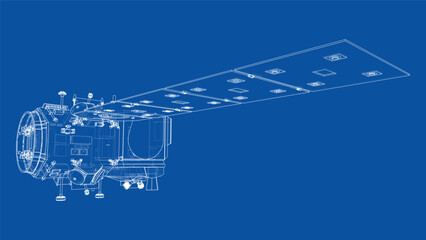 satellite blueprint design. Vector © cherezoff