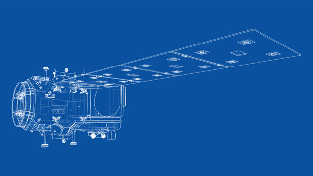 satellite blueprint design. Vector