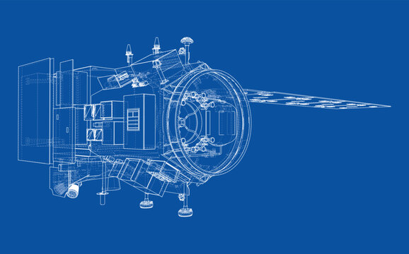 satellite blueprint design. Vector