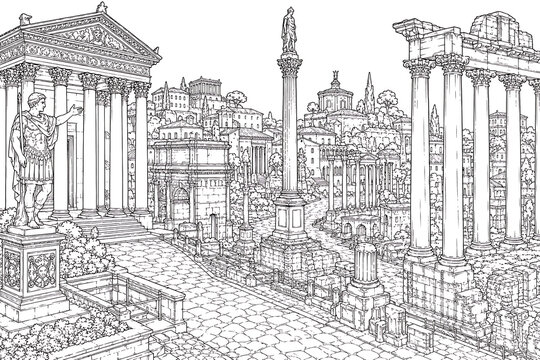 ancient Roman Forum, Roman ruins, ancient Rome, Roman architecture, archaeological site, historical ruins, classical antiquity, Roman civilization, ancient city, historic landmark, archaeological rema