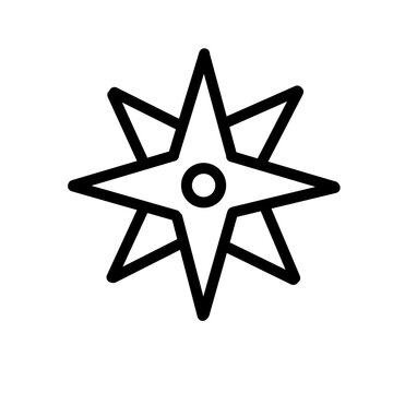 Simple line icon of a directional compass star