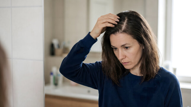 Woman Looking at Her Reflection in the Mirror