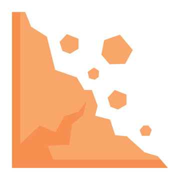 Mountain Slope Landslide with Falling Boulders Vector

