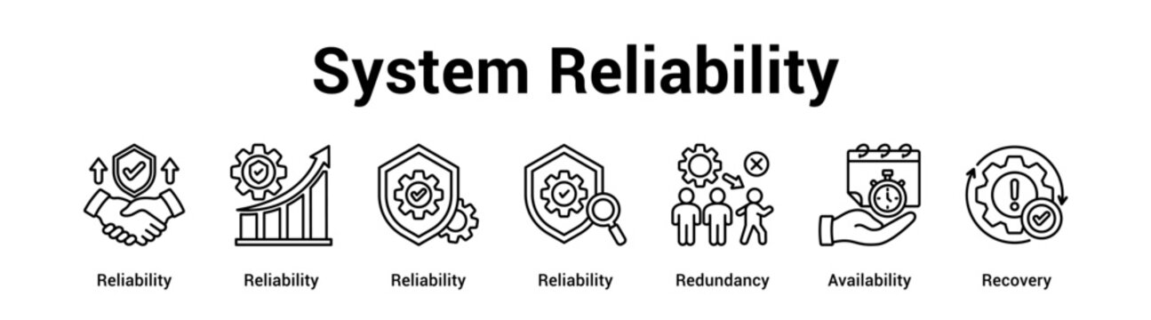 System Reliability web banner icon vector illustration concept for business with icon of Reliability, Reliability, Reliability, Reliability, Redundancy.