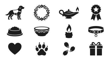 Naklejka premium Collection of various pet and lifestyle themed vector icons set.