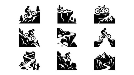 Fototapeta premium Mountain Bike Rider in Various Poses.