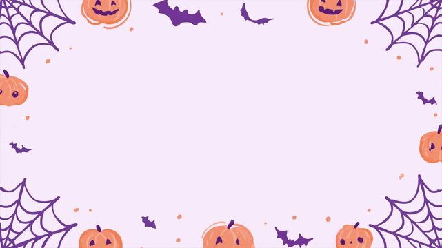 Animated Pop Halloween Background with Pumpkins, Spider Web and Bats