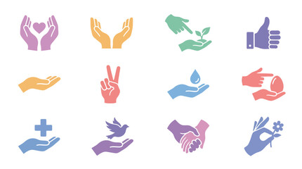 Obraz premium Hands making various gestures icons.