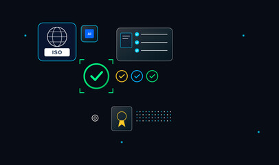 Naklejka premium ISO Quality Certification Compliance AI Verification HUD Interface