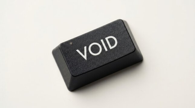 Black computer keyboard key featuring the word void printed in clear white bold capital letters