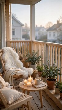 Cozy Balcony Chair and Coffee as Home Goal