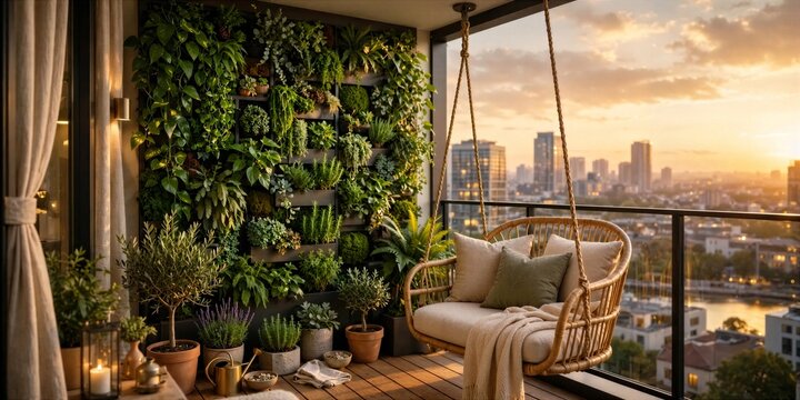 Luxury Balcony Living Space Overlooking City