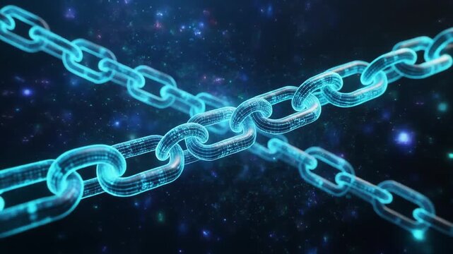 Glowing Digital Chain Links for Blockchain Technology and Data Security
