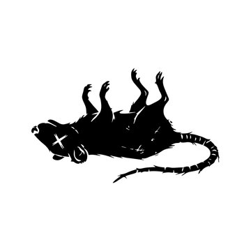 Dead Rat Silhouette Lying Upside Down Pest Control and Extermination Illustration

