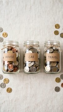 Savings Jars for House Car and Travel Goals