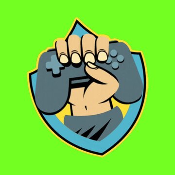 Gaming controller in hand inside shield emblem vector animation
