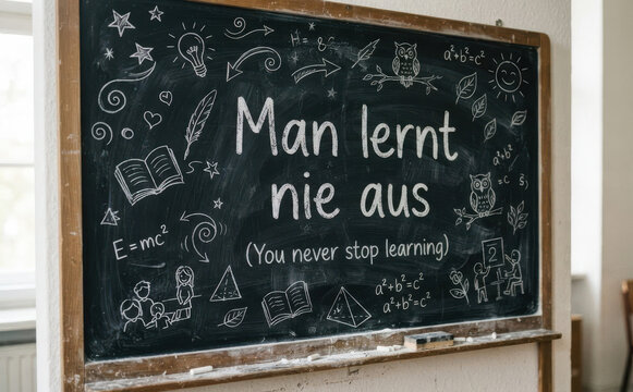 Man lernt nie aus - Bildung Schultafel Tafelbild Wissen Konzept Lernen Schule
