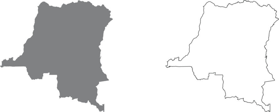 Democratic republic of the congo map silhouette and outline shape