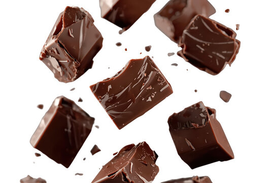 Broken chocolate chunks with scattered crumbs