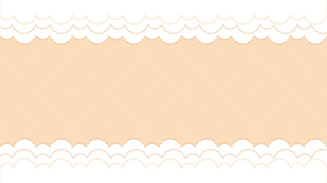 Cute yellow quilted frame background with fluff cloud ruffle lace border