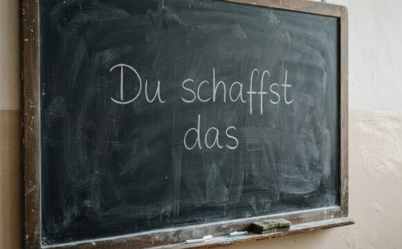 Du schaffst das - Tafel mit Motivation und Erfolg aufgeschrieben als Inspiration f&uuml;r Bildung und Schule