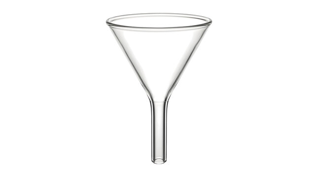 Glass laboratory funnel for pouring liquids or fine powders into containers.