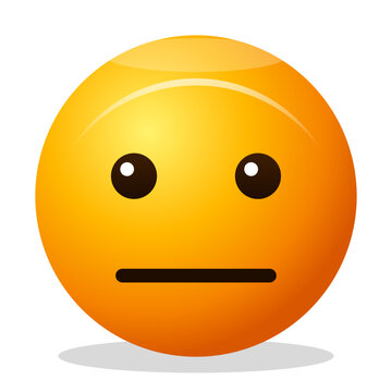 Neutral face emoji 3d yellow vector illustration of poker face unimpressed expressionless calm emoticon