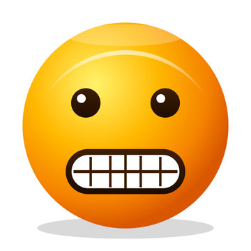 Grimacing face emoji 3d yellow vector illustration of tense clenched teeth awkward nervous emoticon