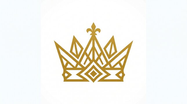 Golden geometric crown logo. Symbolizes luxury, power, and royalty. Perfect for premium, fashion, or beauty brands.