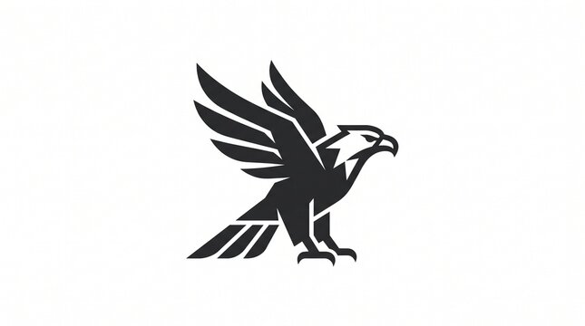 Black geometric eagle logo with spread wings. Symbolizes strength, freedom, and leadership. Perfect for sports, security, or business brands.