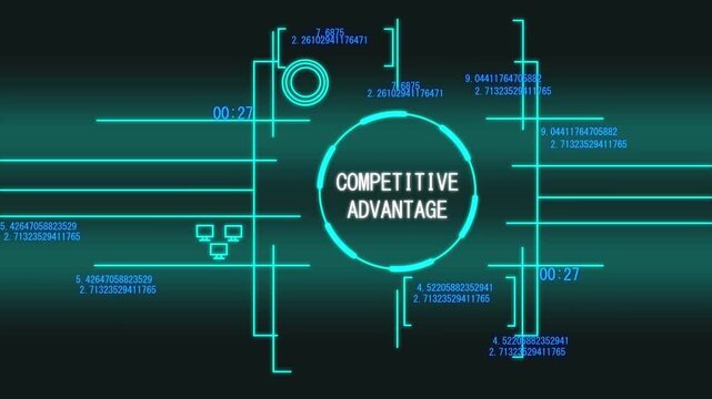 Competitive Advantage Digital Interface Animation with Business Strategy and Market Leadership Analytics