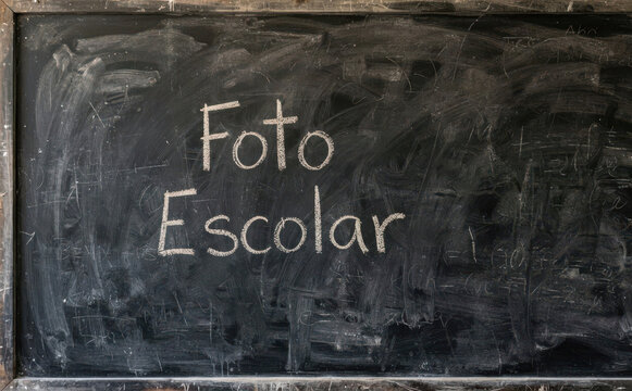 Foto Escolar escrito con tiza en pizarra negra, fondo educativo para recuerdos de clase y proyectos infantiles