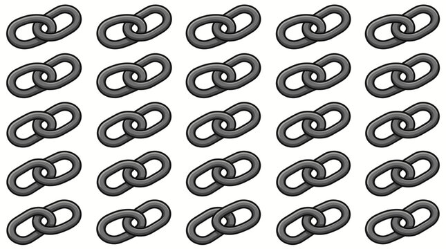 Seamless pattern of metal chain links in a grid formation.