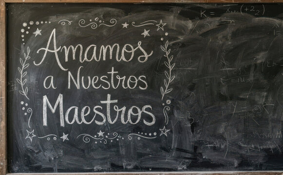 Amamos a Nuestros Maestros pizarra escolar agradecimiento docente educacion