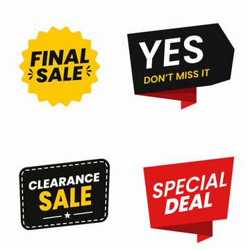 Sale and Clearance Promo Badges and Banners Vector Set