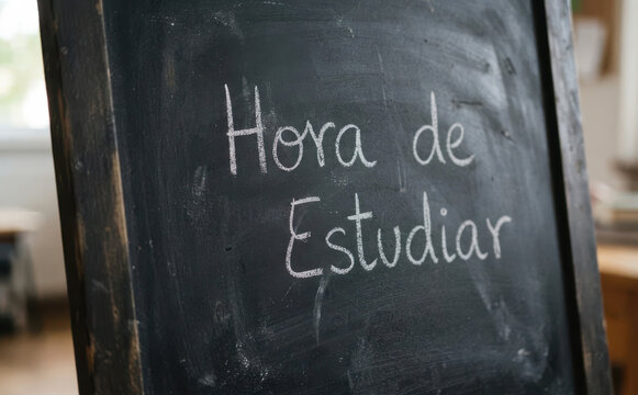 Hora de Estudiar pizarron escolar para educacion y aprendizaje en la escuela o clase