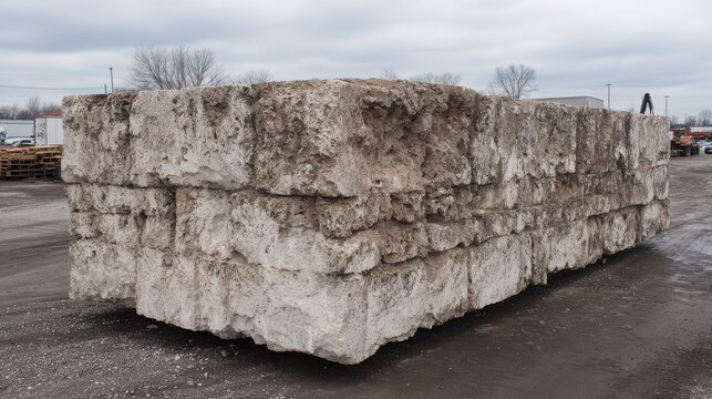 Rough-hewn granite block with chiseled lines, natural stone material for construction and design