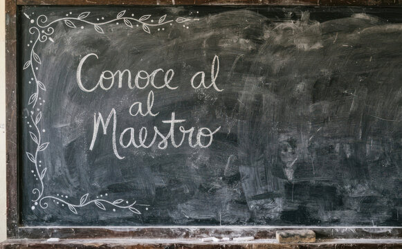 Conoce al Maestro pizarra con tiza mensaje educativo inspirador para profesores y educacion