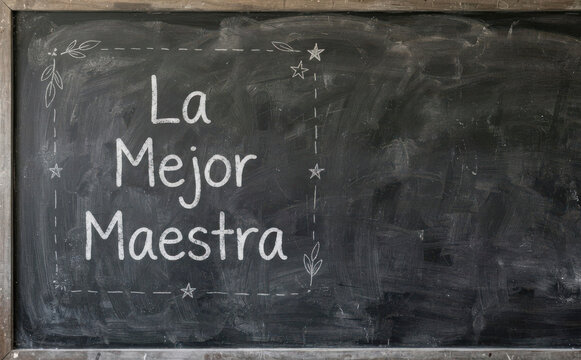 La Mejor Maestra texto en pizarra para agradecer y felicitar a profesores en su dia