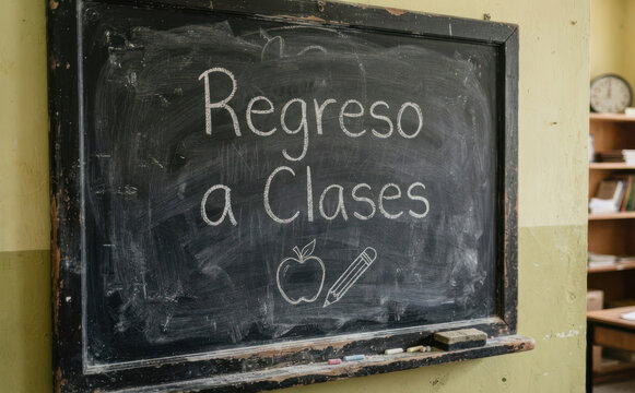 Regreso a Clases Pizarron escolar con texto concepto educativo para el inicio del ciclo escolar y aprendizaje infantil
