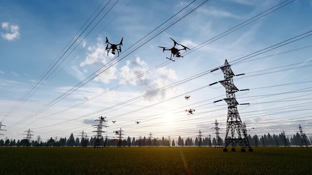 UAV inspection of ultra-high voltage power lines(3D software Lumion makes non-AI) 