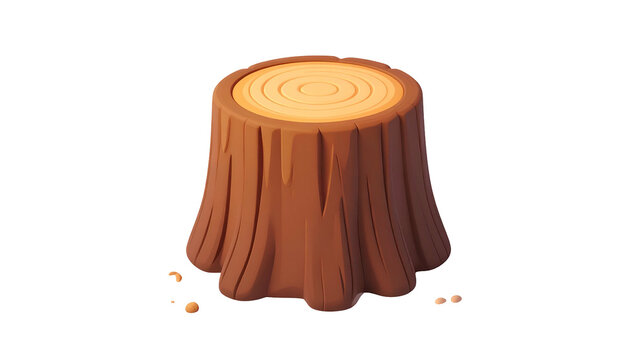 Cartoonish brown tree stump showing rings